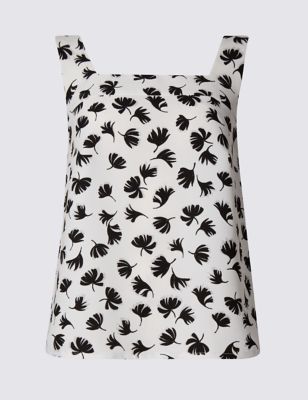 Palm Print Tailored Fit Shell Top